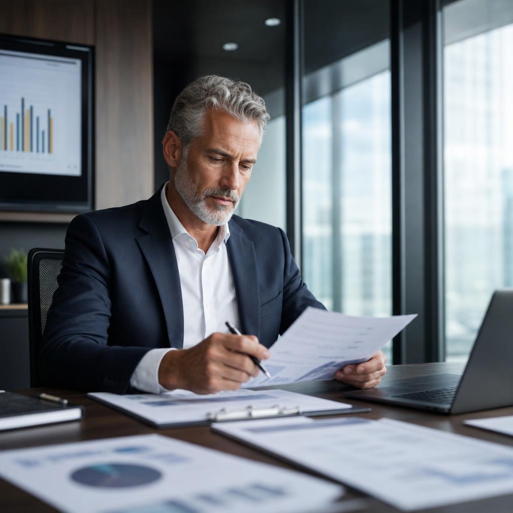 Consultor sênior analisando dados