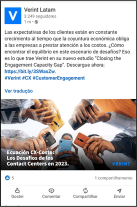 Verint Redes Sociais Post